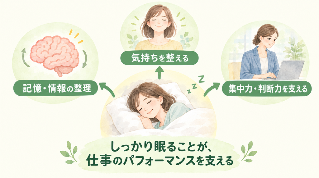 しっかり寝ることが、仕事のパフォーマンスを支える